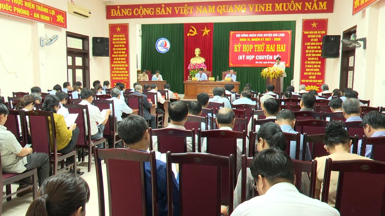 HĐND huyện Gio Linh tổ chức kỳ họp thứ 22 (kỳ họp chuyên đề), HĐND huyện khóa VI, nhiệm kỳ 2021-2026.